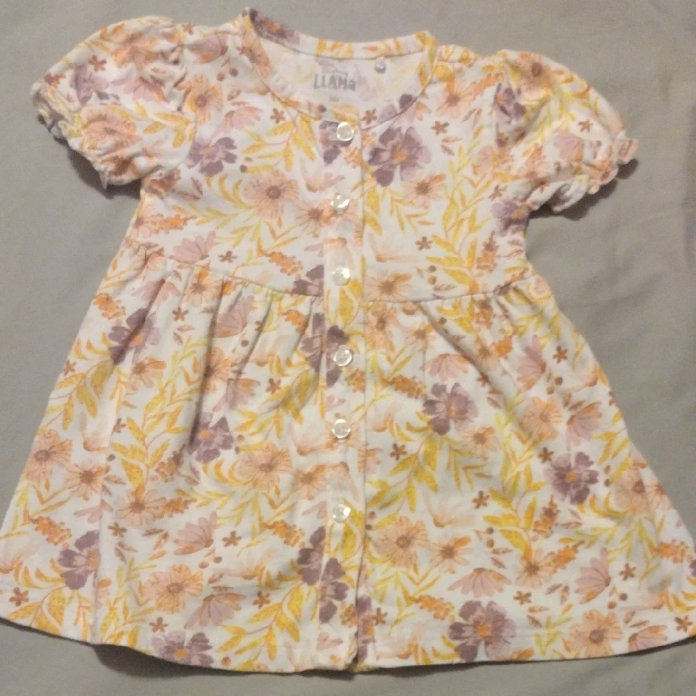 Charming Floral Baby Dress with Buttons